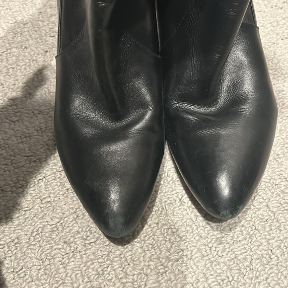 Via Spiga Black Leather Knee-High Heeled Boots - Picture 4 of 5